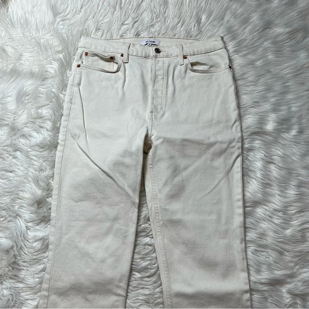 RE/DONE 90s High Rise Ankle Crop Jeans Vintage White Denim Casual Women’s 30 - Picture 4 of 12